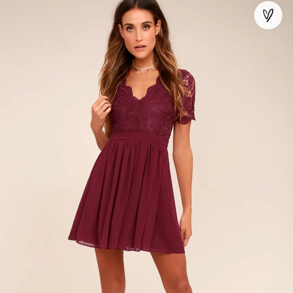 Lulu’s angel in disguise burgundy skater dress S